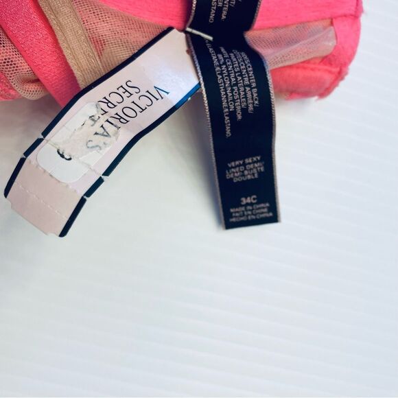 Victoria’s Secret Very Sexy Long Line Demi Bra Size 34C Pink NEW - Picture 9 of 10